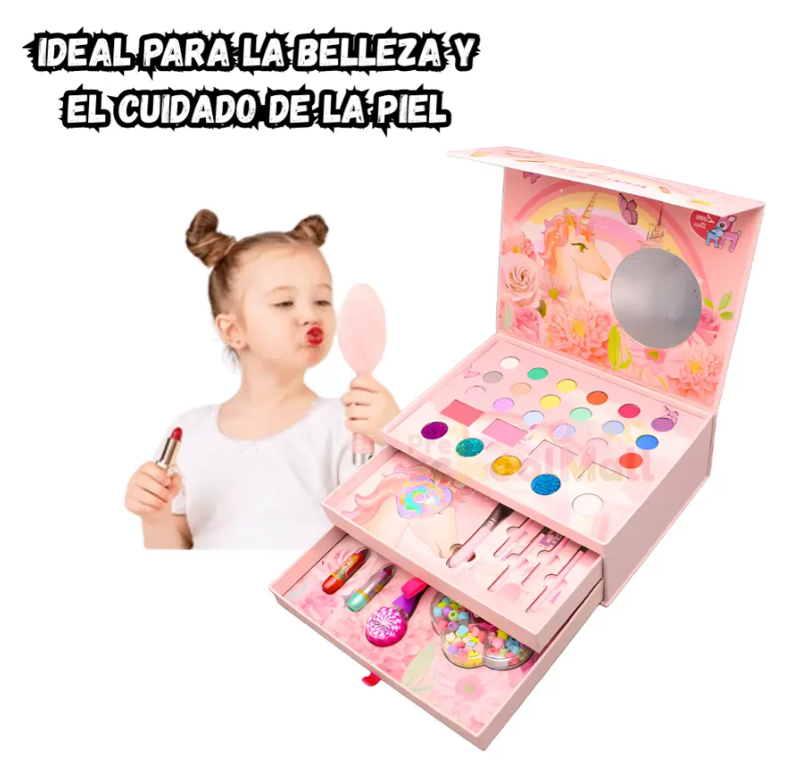 Kit de maquillaje creativo para niñas lavable no toxico bolso