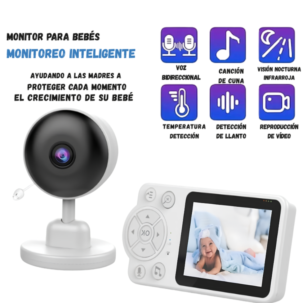 Monitor para Bebés Nuvitecno C3 con Visión Nocturna y Audio Bidireccional