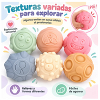 Set 6 Pelotas Sensoriales Bebé Texturas Silbido 18m+
