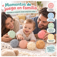Set 6 Pelotas Sensoriales Bebé Texturas Silbido 18m+