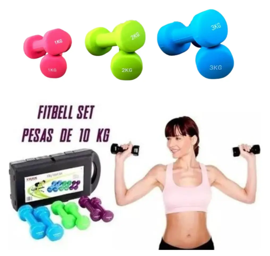 Kit X 6 Mancuernas Pesas 10 Kilos 20 Libras Ejercicio +envío