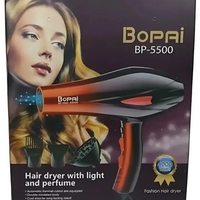 Secador De Pelo Bopai 4000w Bp5500 Más Difusores Color Negro
