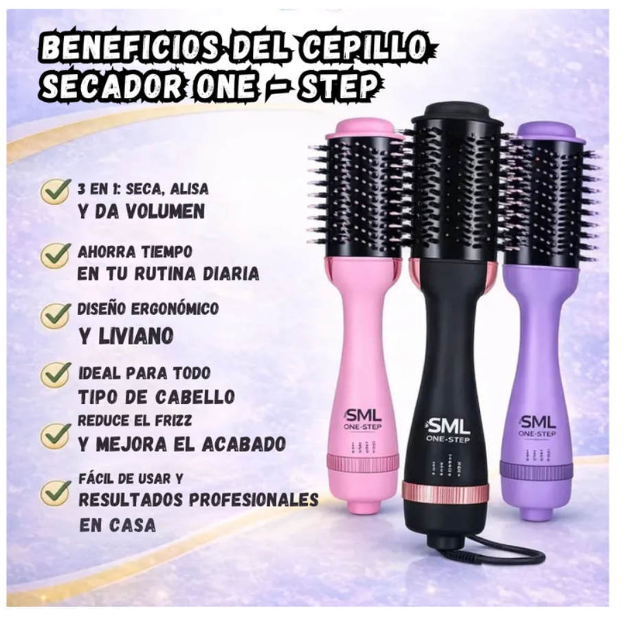 Cepillo Secador 3 en 1 One Step Voluminizador Temperatura Ajustable