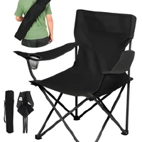 Silla Plegable de Camping Reforzada con Portavasos y Bolsa de Transporte