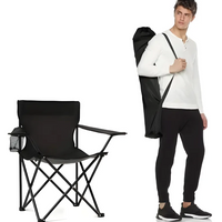 Silla Plegable de Camping Reforzada con Portavasos y Bolsa de Transporte