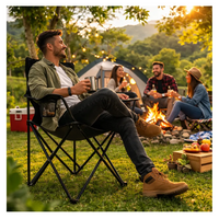 Silla Plegable de Camping Reforzada con Portavasos y Bolsa de Transporte