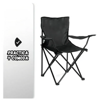 Silla Plegable de Camping Reforzada con Portavasos y Bolsa de Transporte