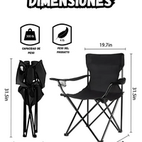 Silla Plegable de Camping Reforzada con Portavasos y Bolsa de Transporte