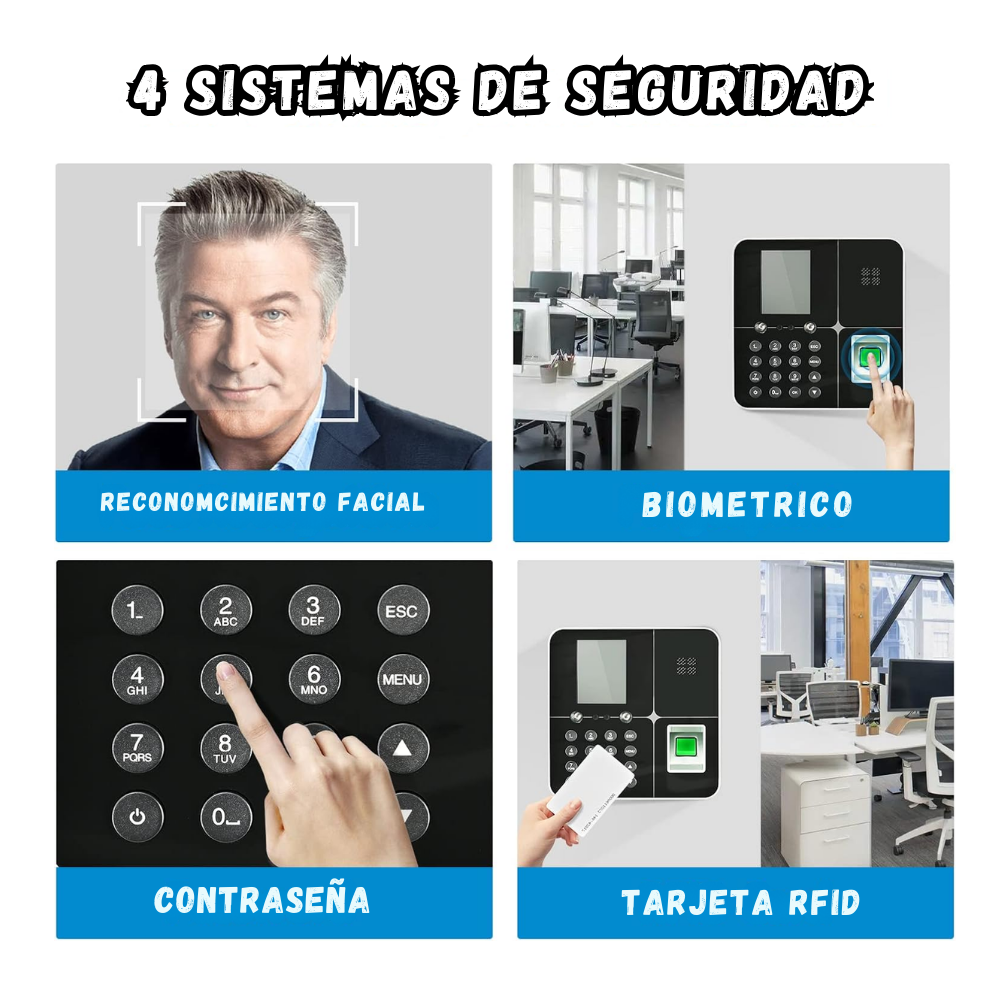 Sistema Acceso Biométrico 4 En 1 Reconocimiento Facial -card