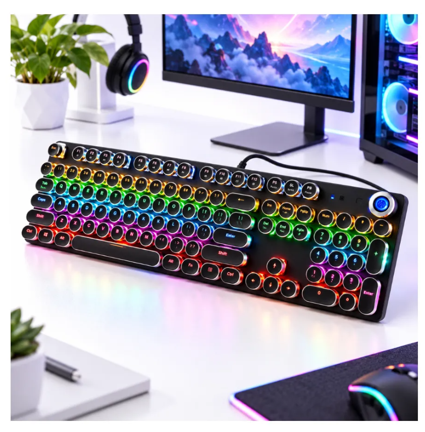Teclado mecanico retro rgb conexion alambrica k-200