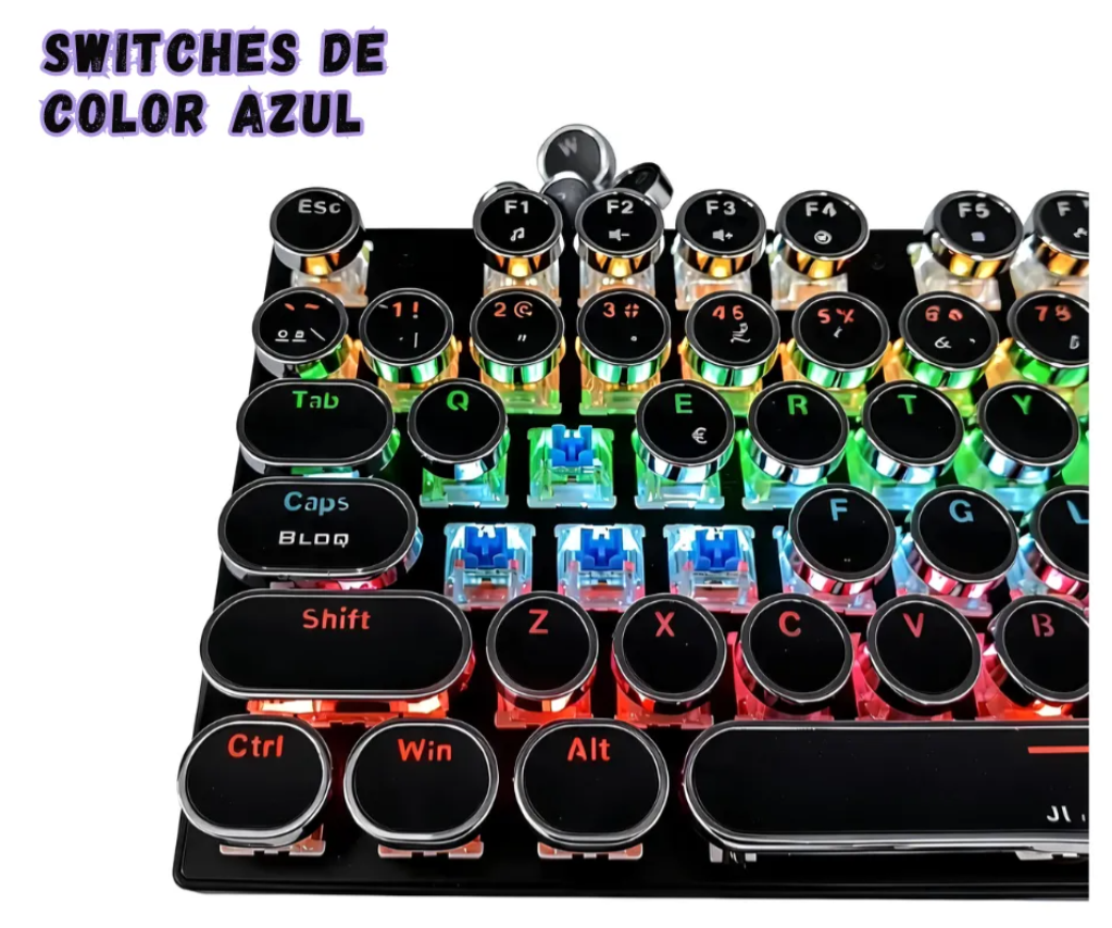 Teclado mecanico retro rgb conexion alambrica k-200