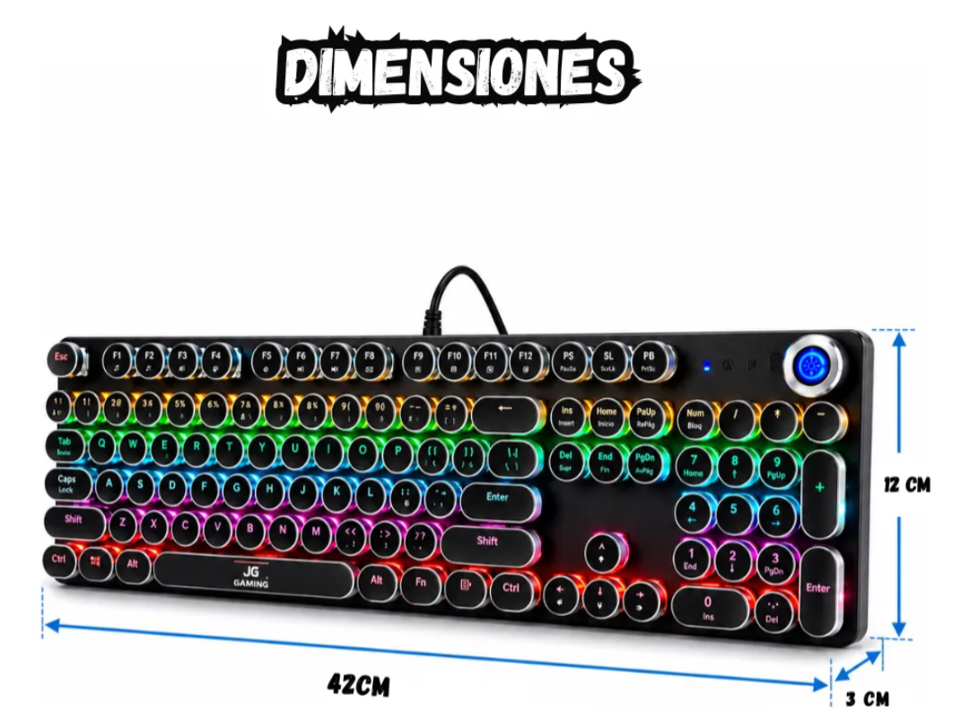 Teclado mecanico retro rgb conexion alambrica k-200