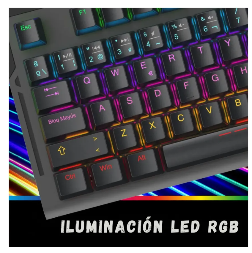 Teclado mecanico inalambrico gamer iluminacion rgb