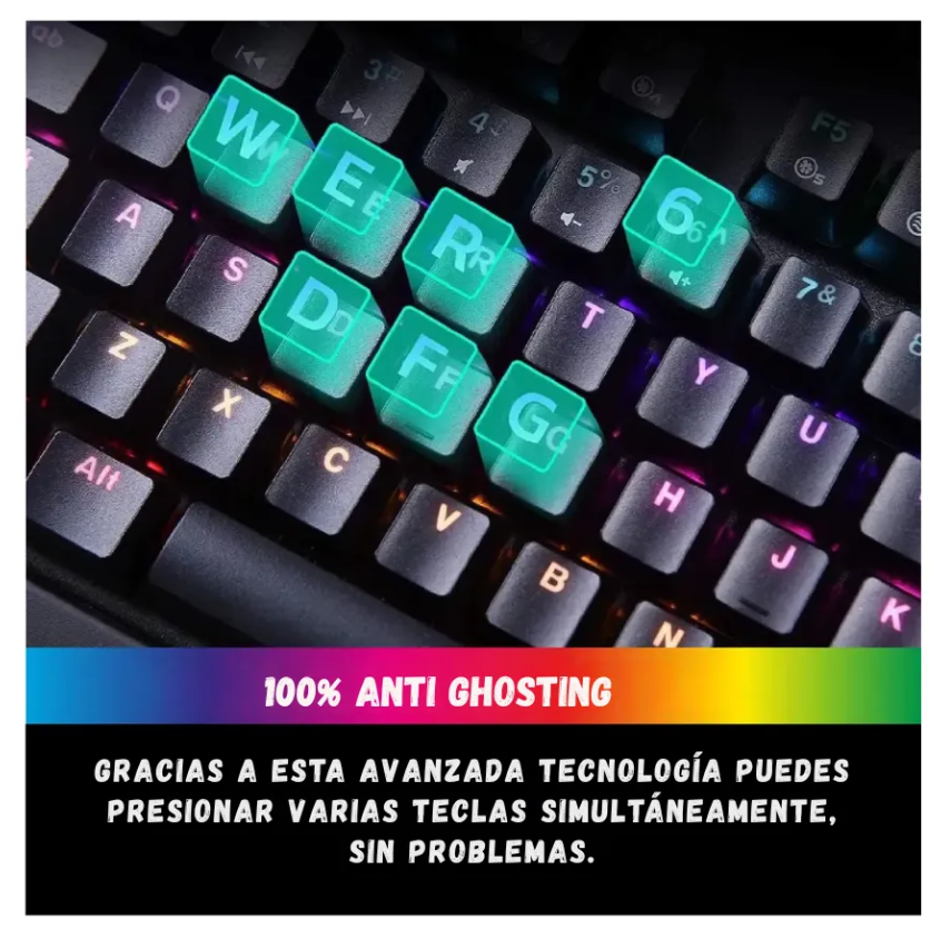 Teclado mecanico inalambrico gamer iluminacion rgb