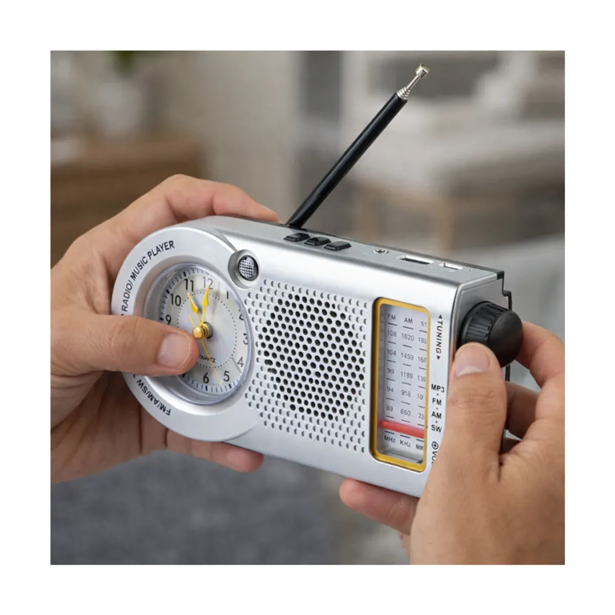 Radio Con Reloj Meimer Emisoras y Bluetooth Recargable M - 572