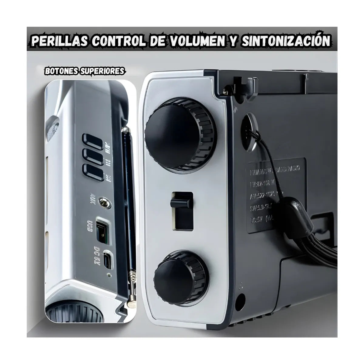 Radio Con Reloj Meimer Emisoras y Bluetooth Recargable M - 572